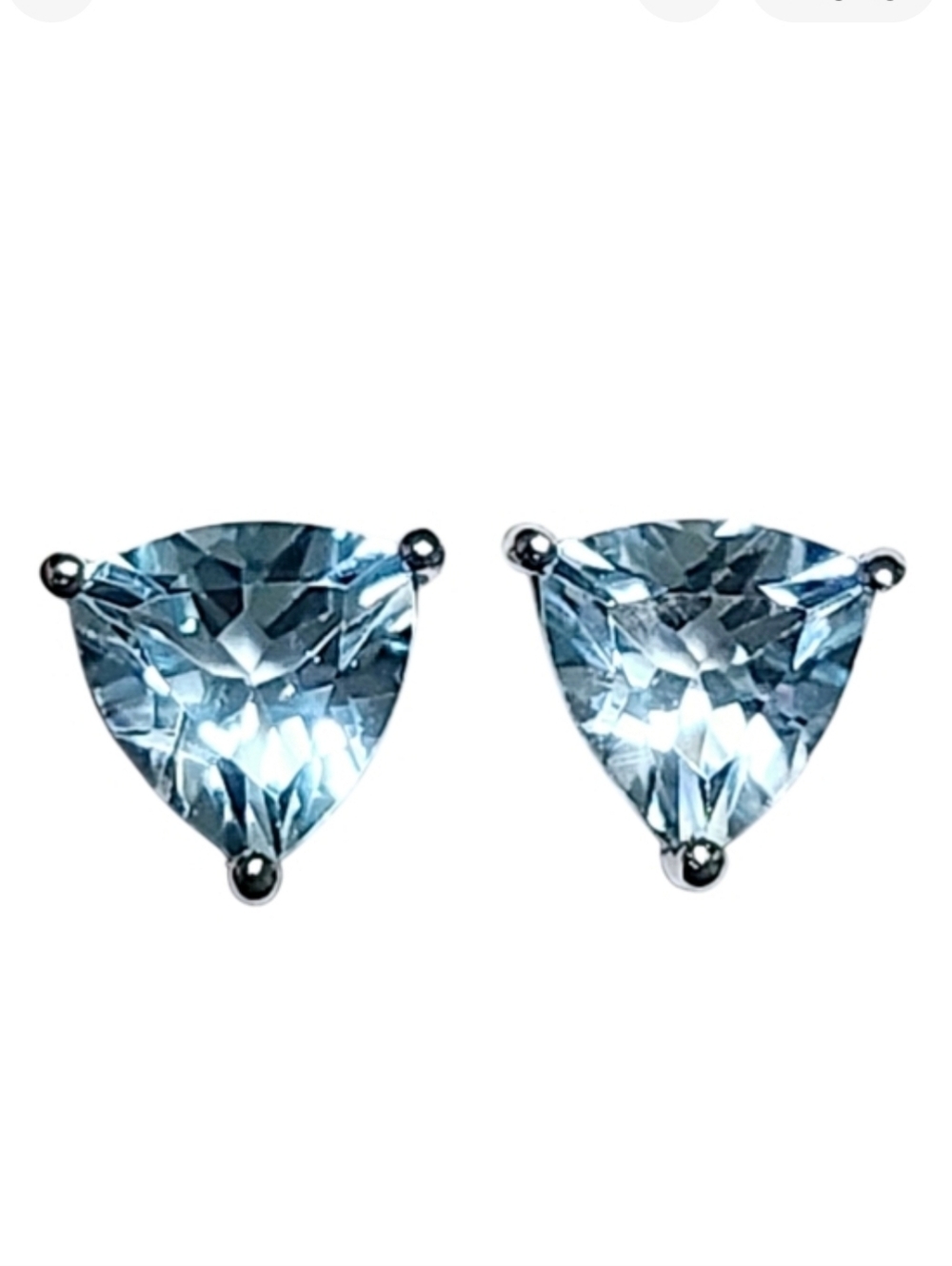 New 1.40 ctw Blue TOPAZ Trillion Silver Earrings